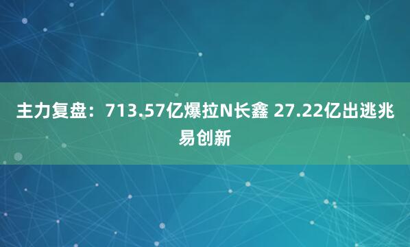 主力复盘：713.57亿爆拉N长鑫 27.22亿出逃兆易创新