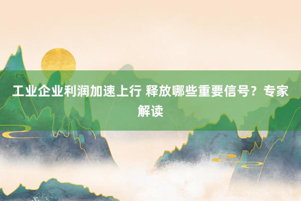 工业企业利润加速上行 释放哪些重要信号？专家解读