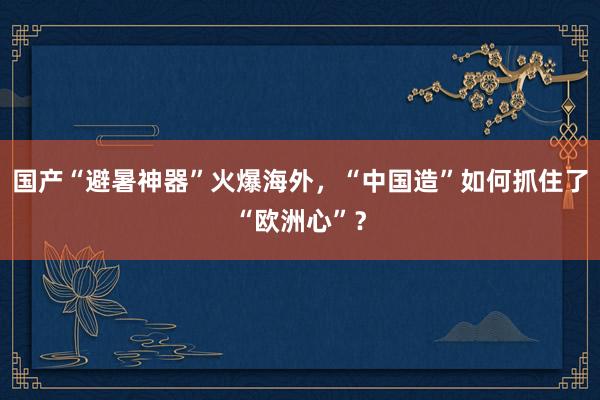 国产“避暑神器”火爆海外，“中国造”如何抓住了“欧洲心”？