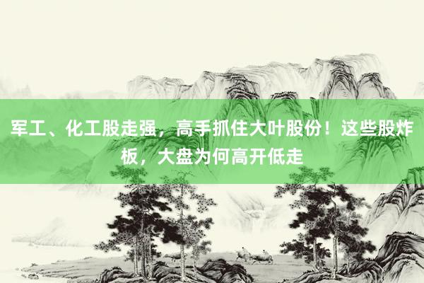 军工、化工股走强，高手抓住大叶股份！这些股炸板，大盘为何高开低走