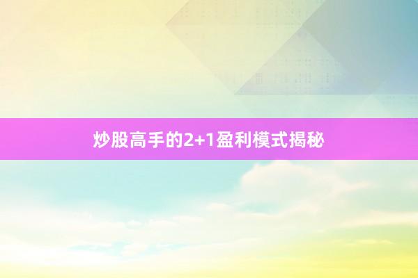 炒股高手的2+1盈利模式揭秘