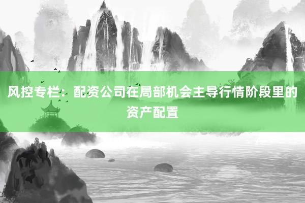 风控专栏：配资公司在局部机会主导行情阶段里的资产配置