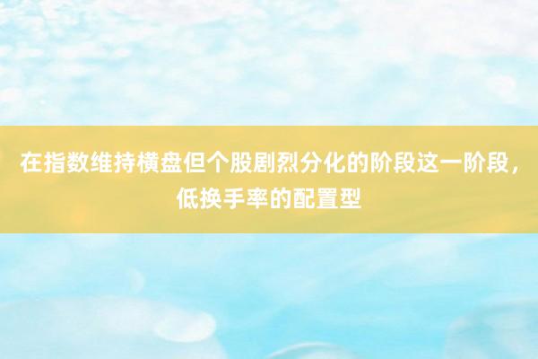 在指数维持横盘但个股剧烈分化的阶段这一阶段，低换手率的配置型