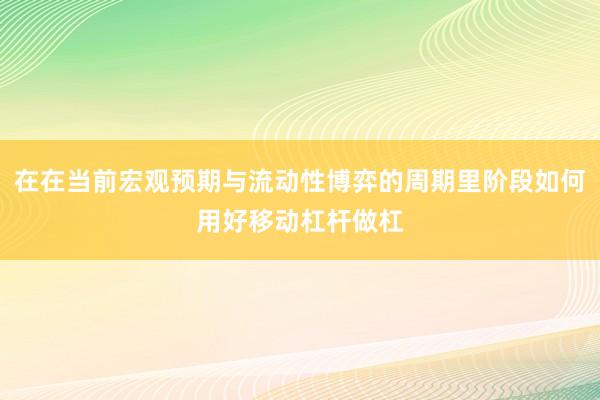 在在当前宏观预期与流动性博弈的周期里阶段如何用好移动杠杆做杠