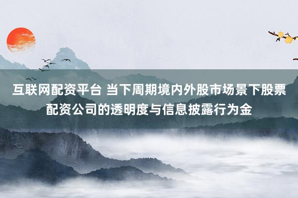 互联网配资平台 当下周期境内外股市场景下股票配资公司的透明度与信息披露行为金