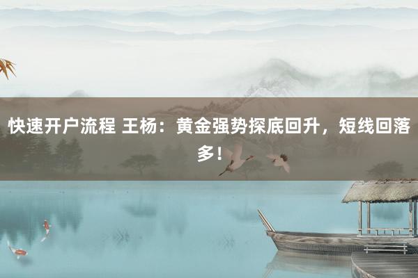 快速开户流程 王杨：黄金强势探底回升，短线回落多！