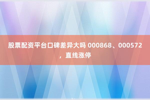 股票配资平台口碑差异大吗 000868、000572，直线涨停