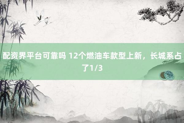 配资界平台可靠吗 12个燃油车款型上新，长城系占了1/3