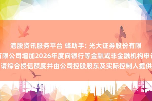 港股资讯服务平台 蜂助手: 光大证券股份有限公司关于蜂助手股份有限公司增加2026年度向银行等金融或非金融机构申请综合授信额度并由公司控股股东及实际控制人提供担保暨关联交易的核查意见