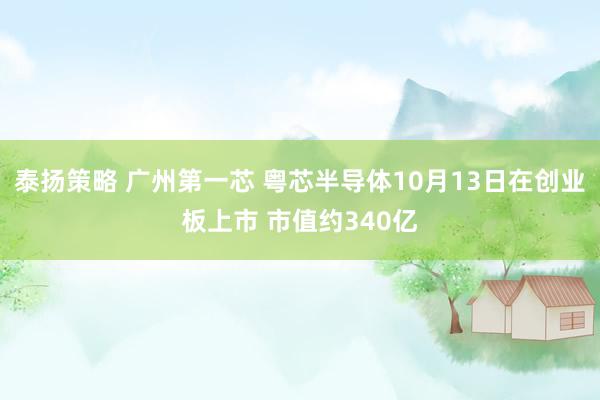 泰扬策略 广州第一芯 粤芯半导体10月13日在创业板上市 市值约340亿