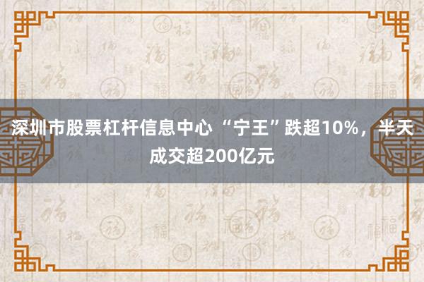 深圳市股票杠杆信息中心 “宁王”跌超10%,半天成交超200亿元